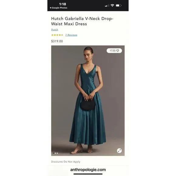 Hutch Women's Gabriella V-Neck Drop Waist Maxi Dress Sleeveless Size 8 NWOT - Picture 4 of 12